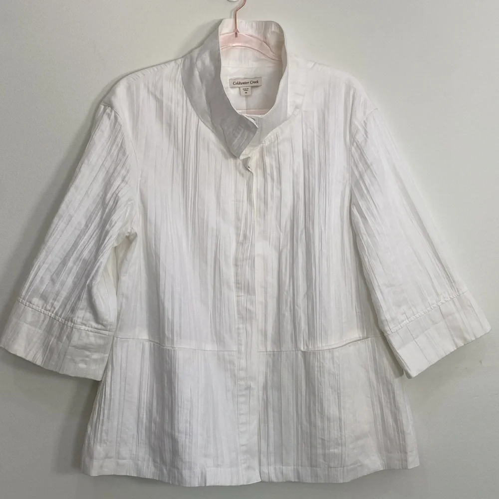 Coldwater Creek Blazer Crinkle Women's 14 Crinkle‎ Cotton Linen